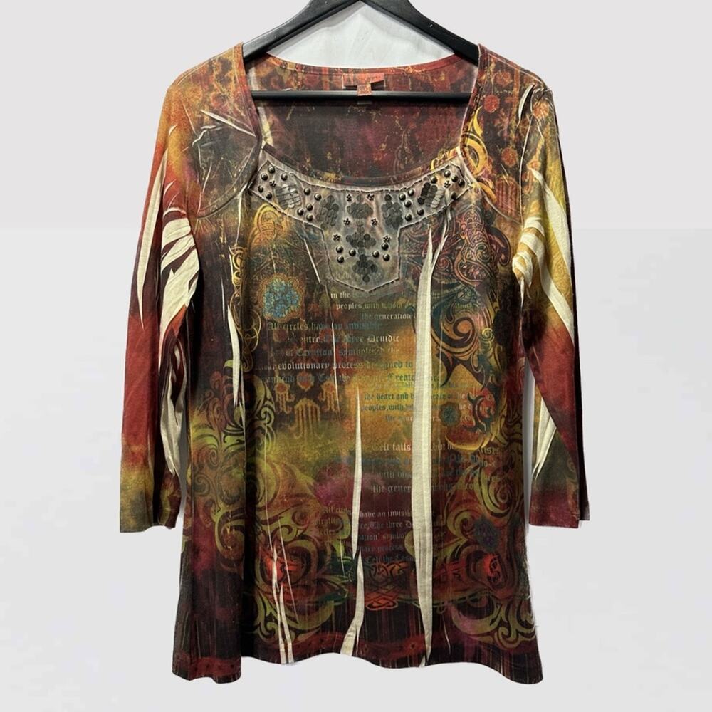 Vintage Y2K Fashion Bug Message All Over Print Long Sleeve Top T-Shirt  Size XL
